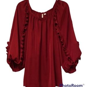 - - Dressy burgundy top. Size:14/16W. NWOT from a pet free, smoke free hom…